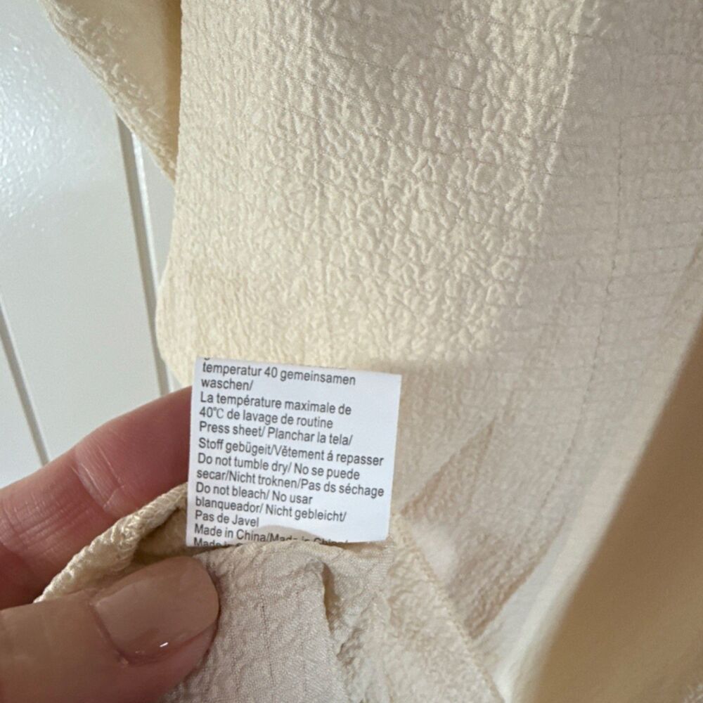 AIMAGE Beige Fit & Flare Midi Dress Button Pleated Pockets 3/4 Balloon Sleeve L - Picture 11 of 11